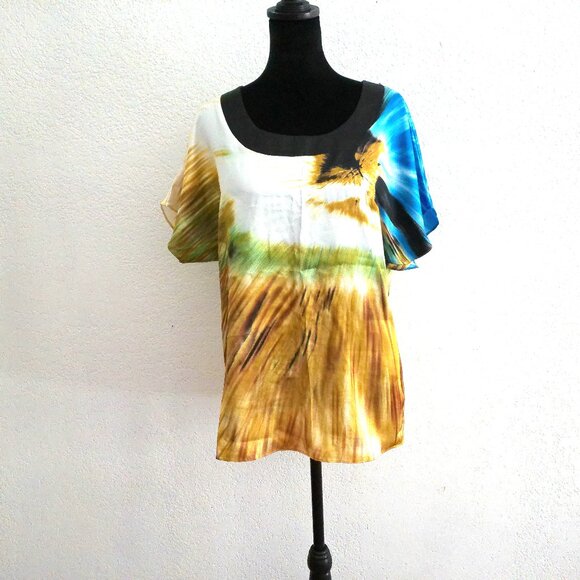 Madison Paige, Multi color abstract short sleeves shirt, - Picture 3 of 7